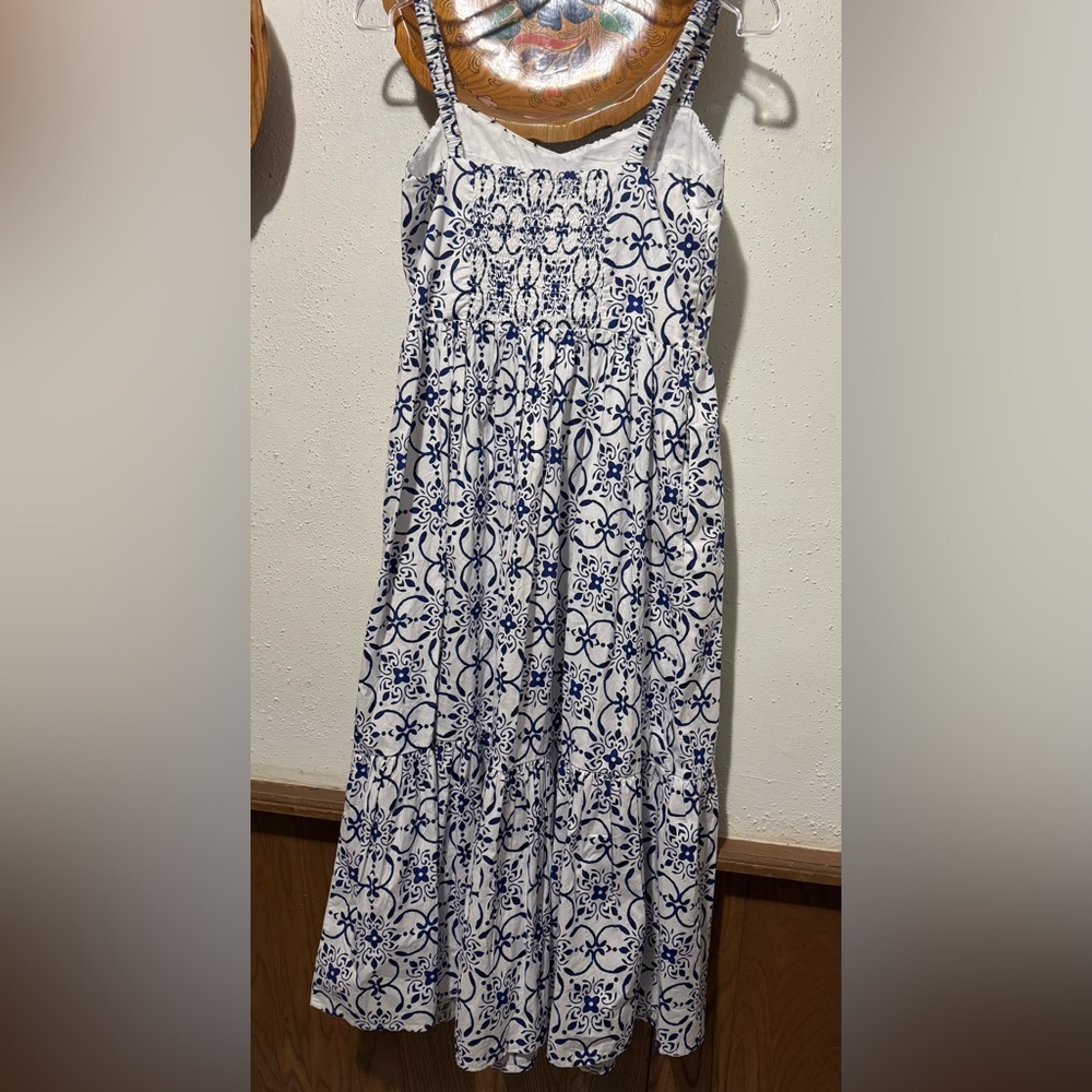 J. Crew factory blue and white Poplin corset midi dress Size 6 - Picture 5 of 14